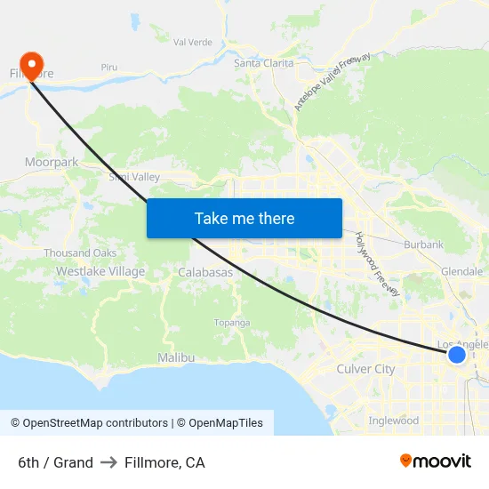 6th / Grand to Fillmore, CA map