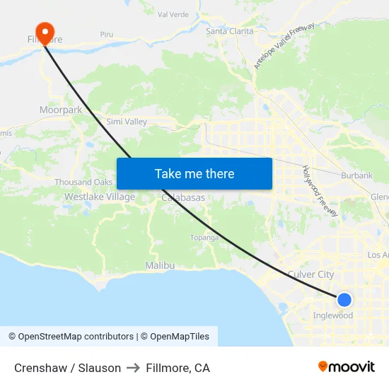 Crenshaw / Slauson to Fillmore, CA map