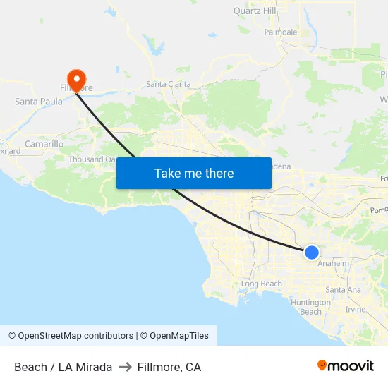 Beach / La Mirada to Fillmore, CA map