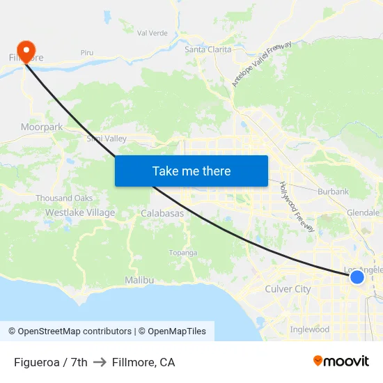 Figueroa / 7th to Fillmore, CA map