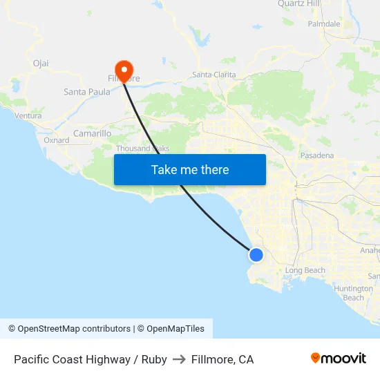Pacific Coast Highway / Ruby to Fillmore, CA map