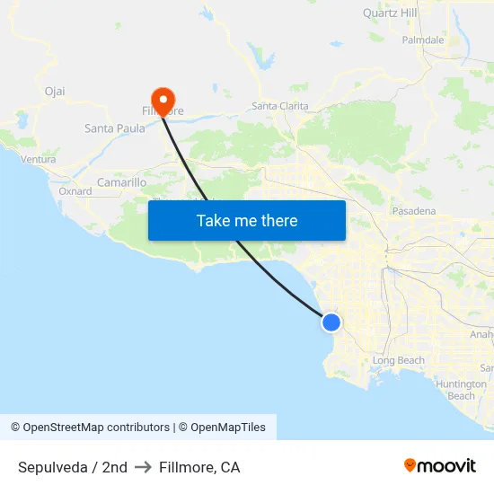 Sepulveda / 2nd to Fillmore, CA map