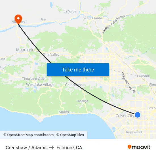 Crenshaw / Adams to Fillmore, CA map