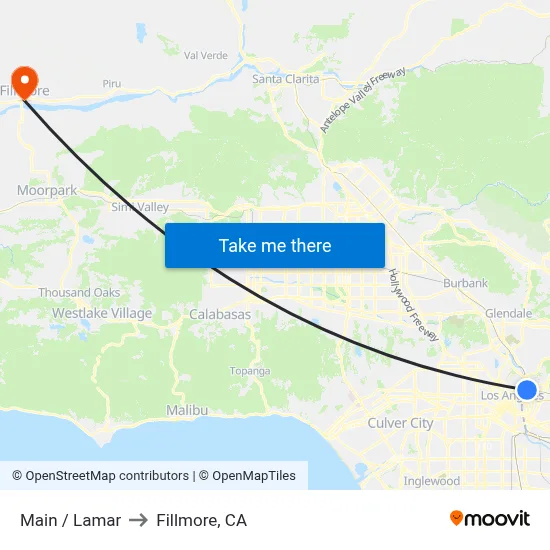 Main / Lamar to Fillmore, CA map