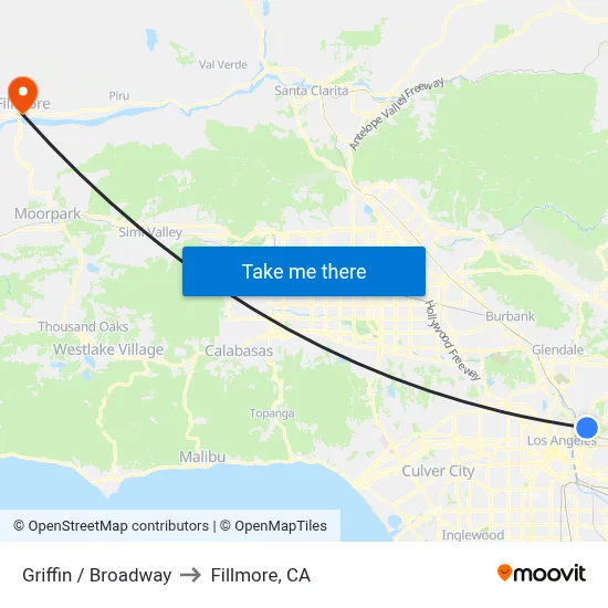 Griffin / Broadway to Fillmore, CA map