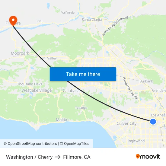 Washington / Cherry to Fillmore, CA map