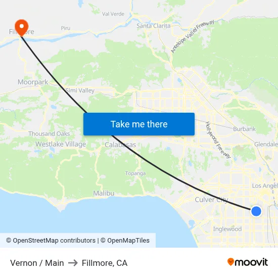 Vernon / Main to Fillmore, CA map