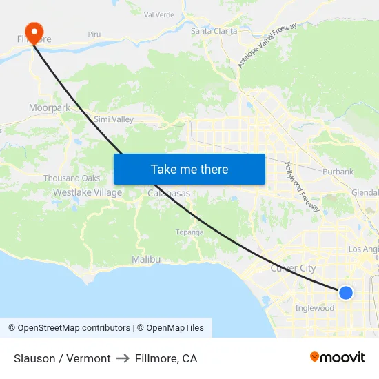 Slauson / Vermont to Fillmore, CA map