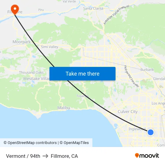 Vermont / 94th to Fillmore, CA map