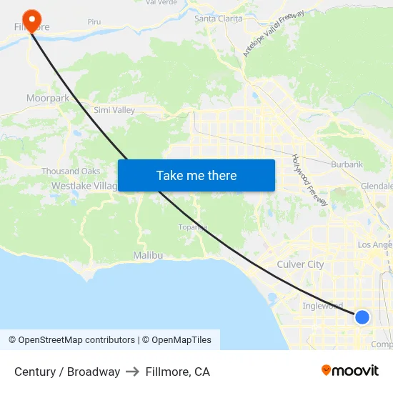 Century / Broadway to Fillmore, CA map