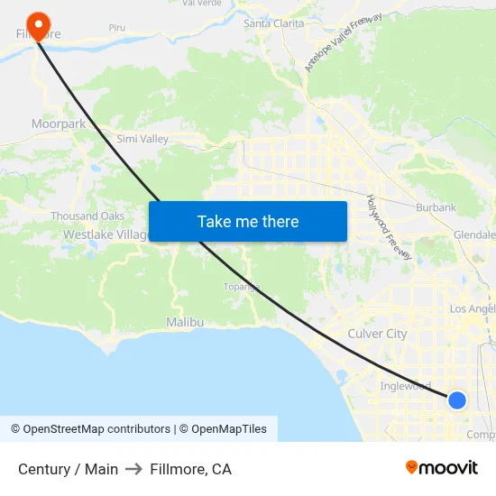 Century / Main to Fillmore, CA map