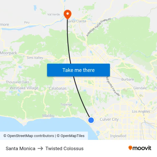 Santa Monica to Twisted Colossus map