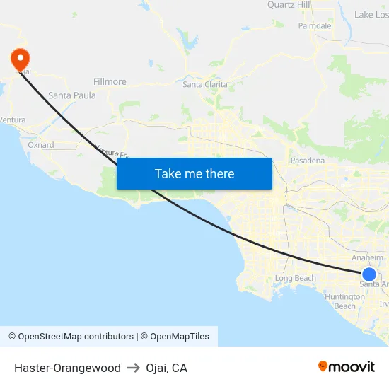 Haster-Orangewood to Ojai, CA map