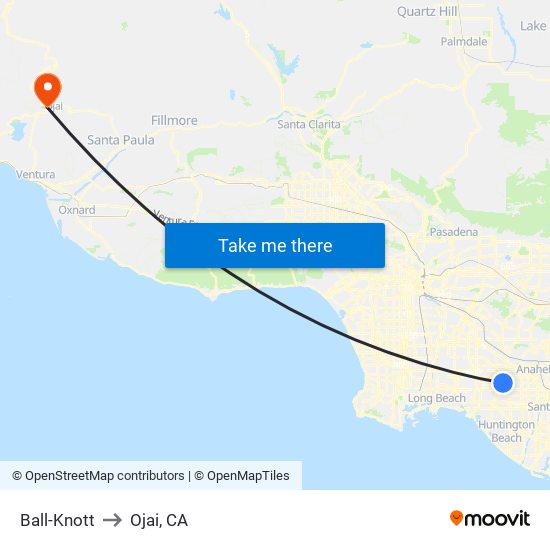 Ball-Knott to Ojai, CA map