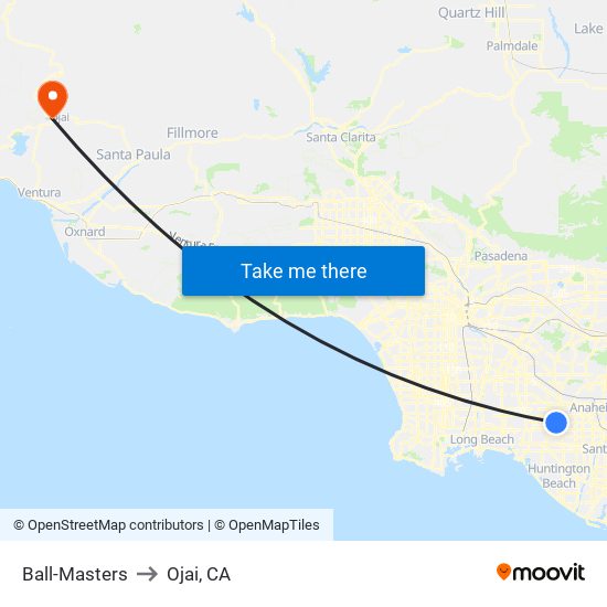 Ball-Masters to Ojai, CA map