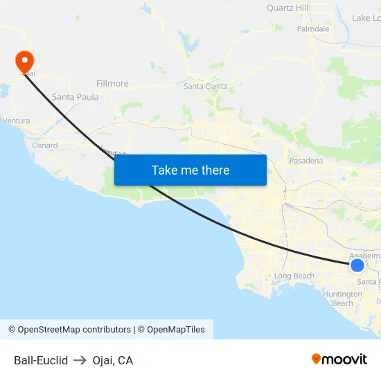 Ball-Euclid to Ojai, CA map