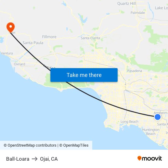 Ball-Loara to Ojai, CA map