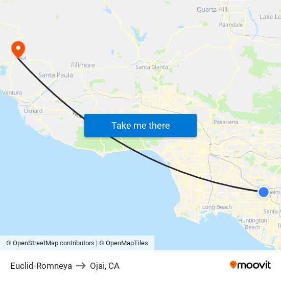 Euclid-Romneya to Ojai, CA map