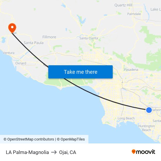 LA Palma-Magnolia to Ojai, CA map