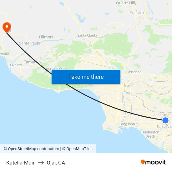 Katella-Main to Ojai, CA map
