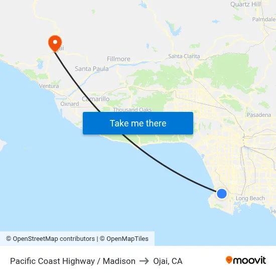 Pacific Coast Highway / Madison to Ojai, CA map