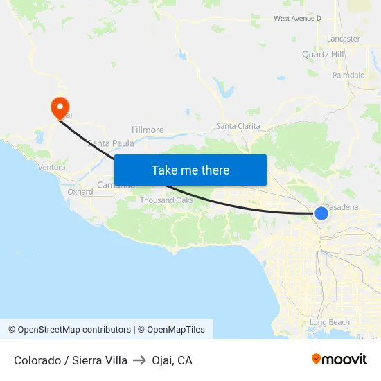 Colorado / Sierra Villa to Ojai, CA map