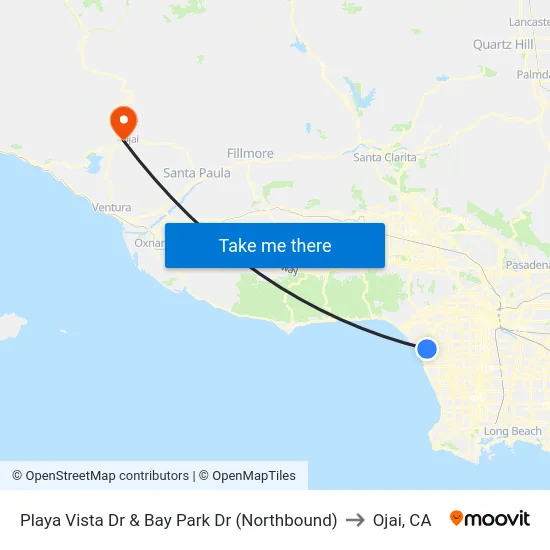 Playa Vista Dr & Bay Park Dr (Northbound) to Ojai, CA map
