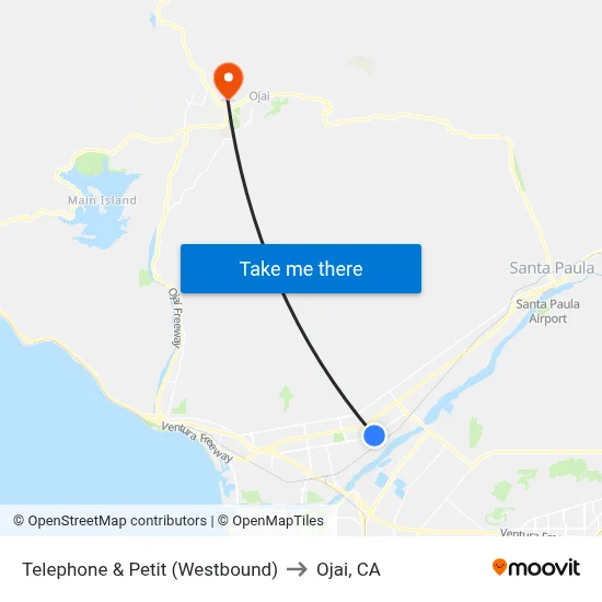 Telephone & Petit (Westbound) to Ojai, CA map