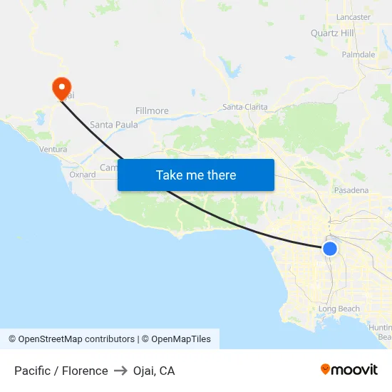 Pacific / Florence to Ojai, CA map