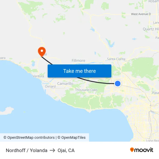 Nordhoff / Yolanda to Ojai, CA map