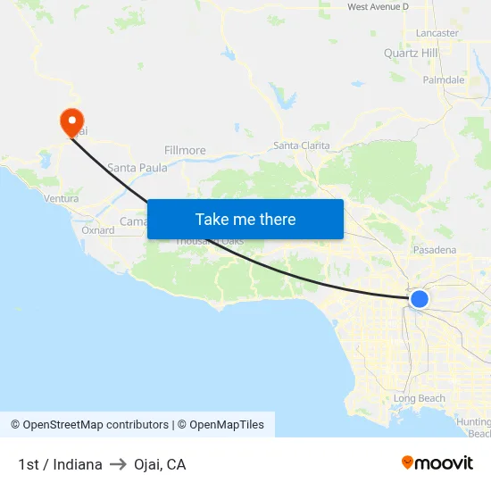 1st / Indiana to Ojai, CA map