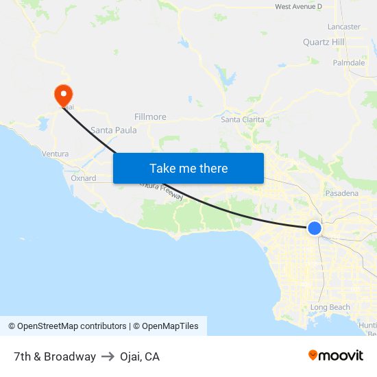 7th & Broadway to Ojai, CA map