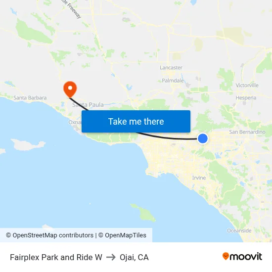 Fairplex Park and Ride W to Ojai, CA map