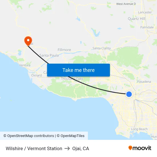 Wilshire / Vermont Station to Ojai, CA map
