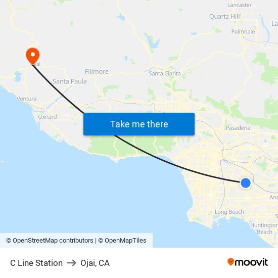 C Line Station to Ojai, CA map