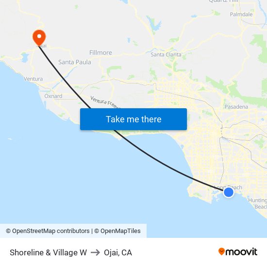 Shoreline & Village W to Ojai, CA map