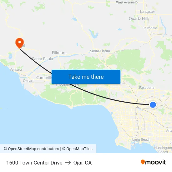 1600 Town Center Drive to Ojai, CA map