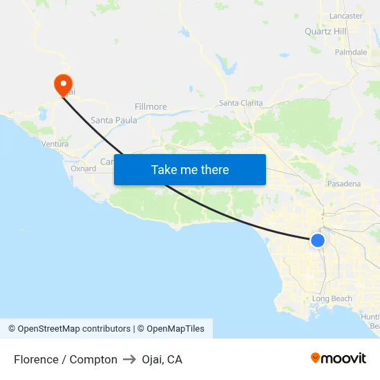 Florence / Compton to Ojai, CA map