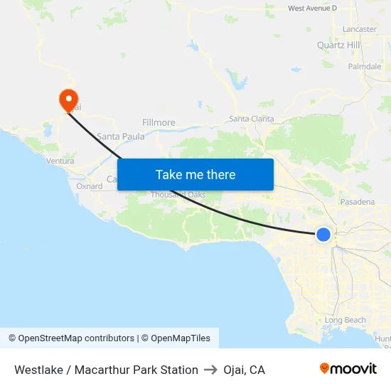 Westlake / Macarthur Park Station to Ojai, CA map