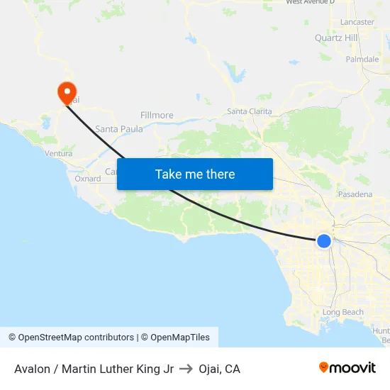 Avalon / Martin Luther King Jr to Ojai, CA map