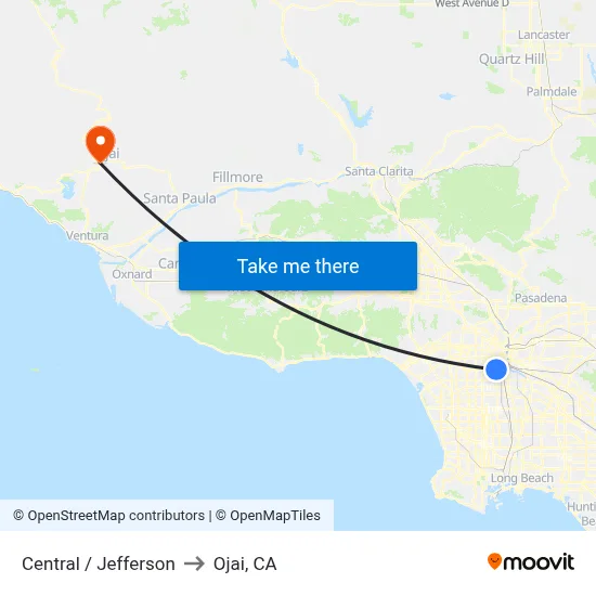 Central / Jefferson to Ojai, CA map