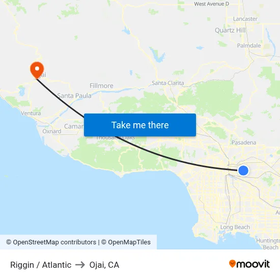 Riggin / Atlantic to Ojai, CA map