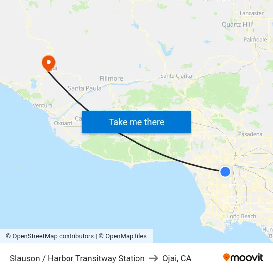 Slauson / Harbor Transitway Station to Ojai, CA map