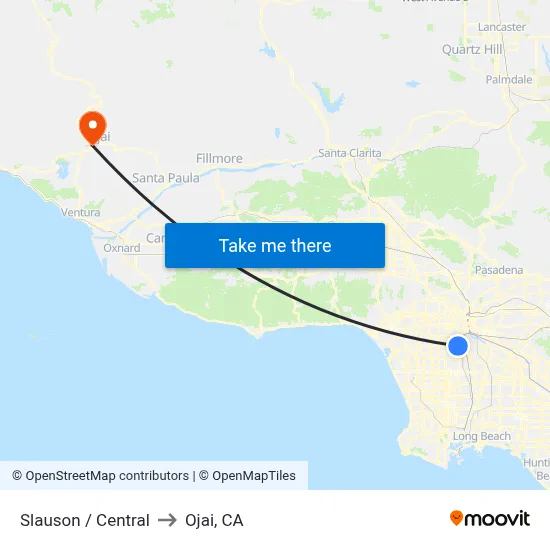 Slauson / Central to Ojai, CA map