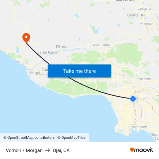 Vernon / Morgan to Ojai, CA map