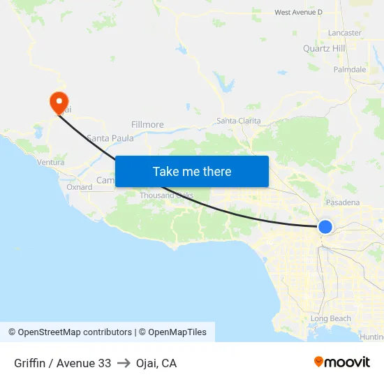 Griffin / Avenue 33 to Ojai, CA map