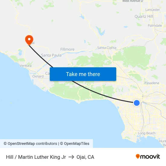 Hill / Martin Luther King Jr to Ojai, CA map
