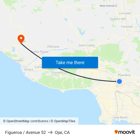 Figueroa / Avenue 52 to Ojai, CA map