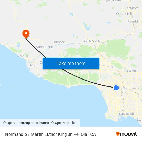 Normandie / Martin Luther King Jr to Ojai, CA map