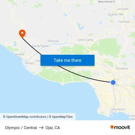 Olympic / Central to Ojai, CA map